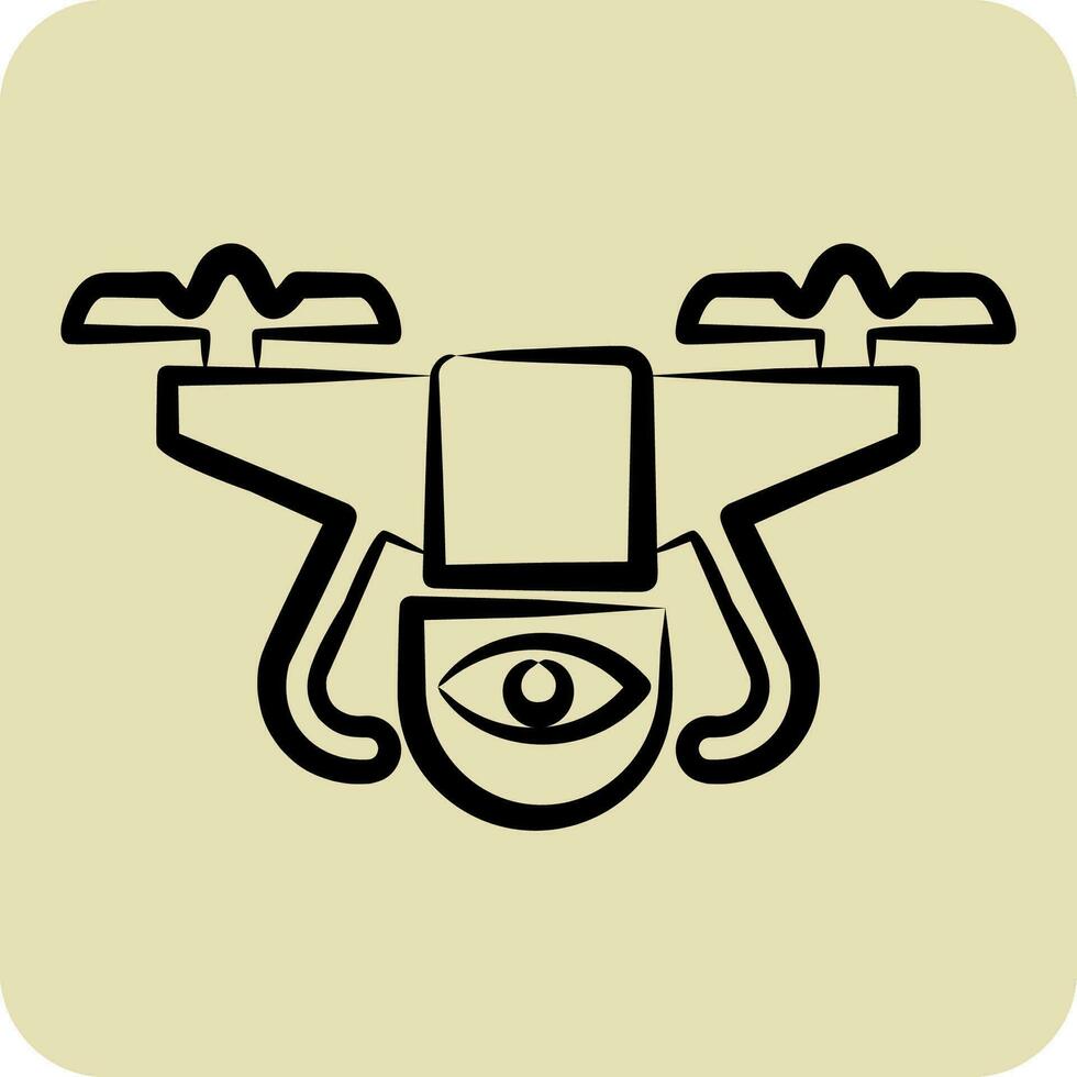 icône surveillance drone. en relation à drone symbole. main tiré style. Facile conception modifiable. Facile illustration vecteur