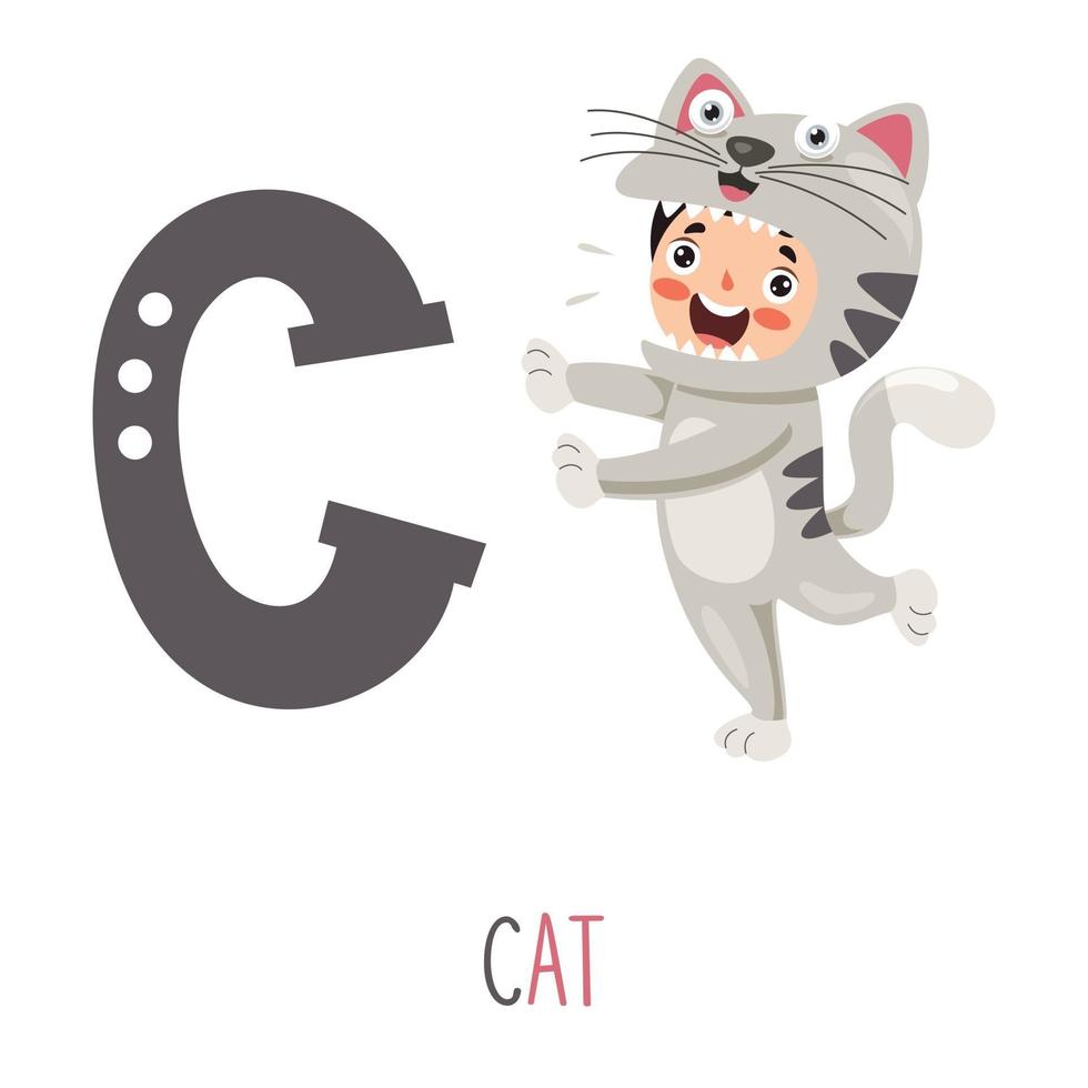 personnage en costume d'animal montrant la lettre de l'alphabet vecteur