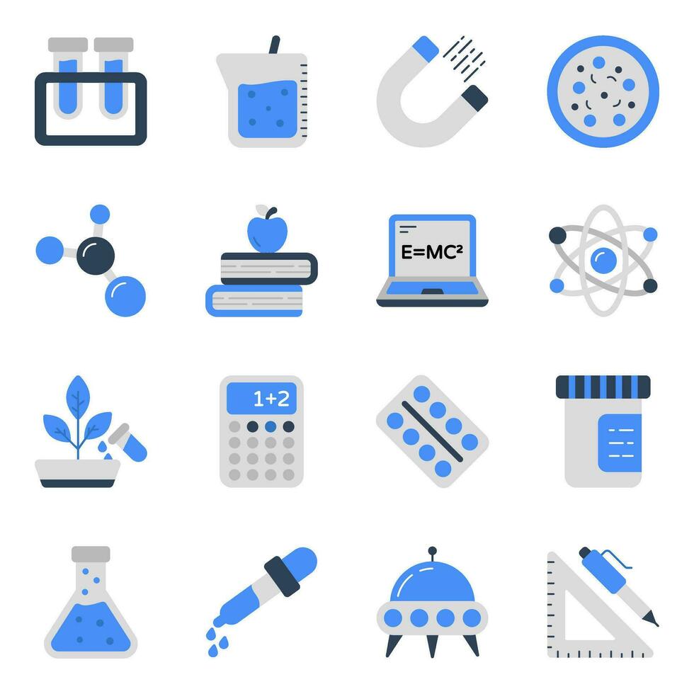 pack d'icônes plats scientifiques vecteur