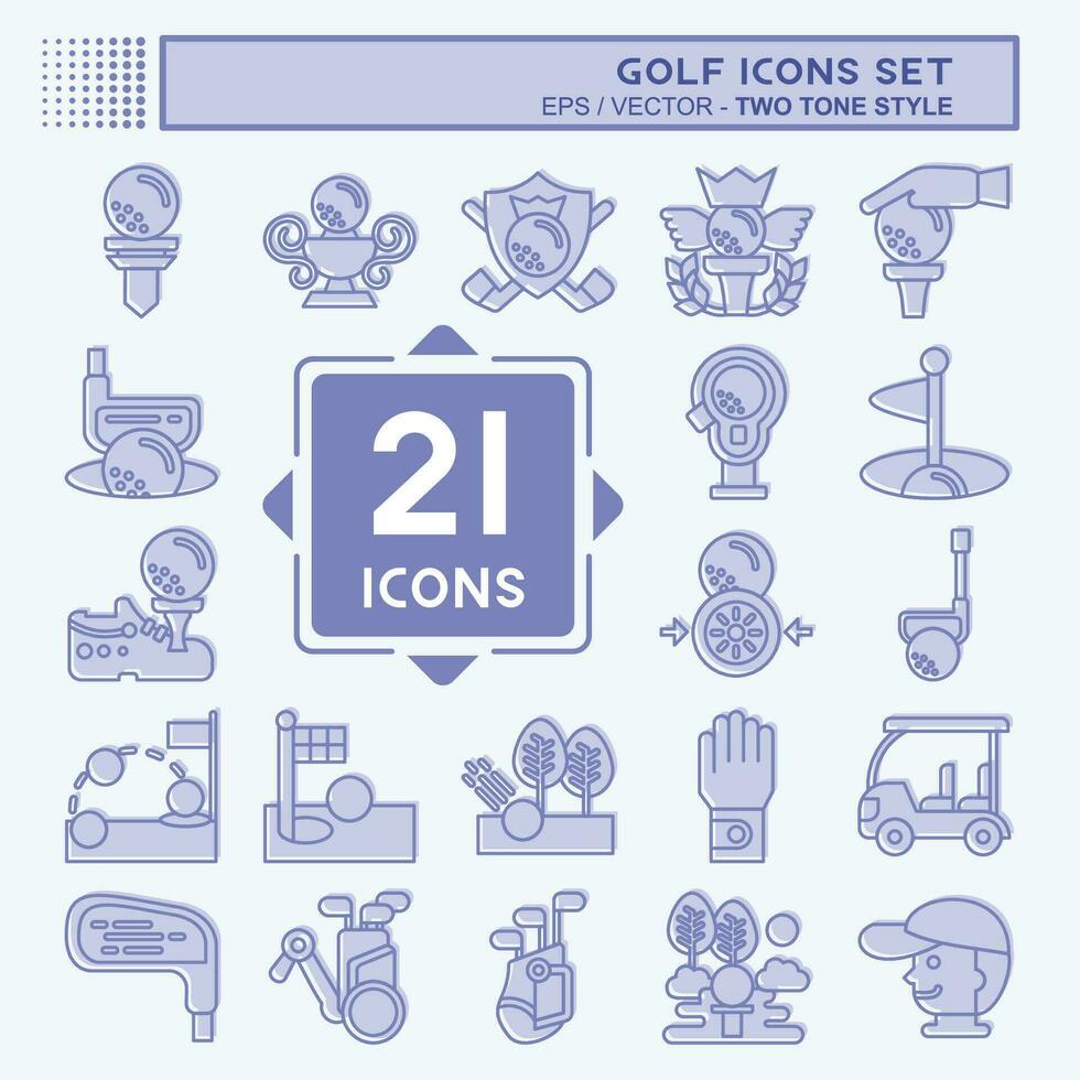icône ensemble le golf. en relation à des sports symbole. deux Ton style. Facile conception modifiable. Facile illustration vecteur