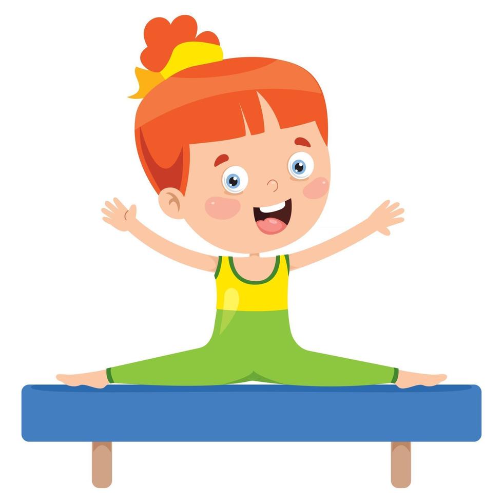 enfant heureux faisant de l'exercice de gymnastique vecteur