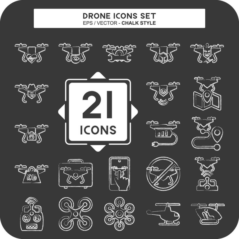 icône ensemble drone. en relation à La technologie symbole. craie style. Facile conception modifiable. Facile illustration vecteur