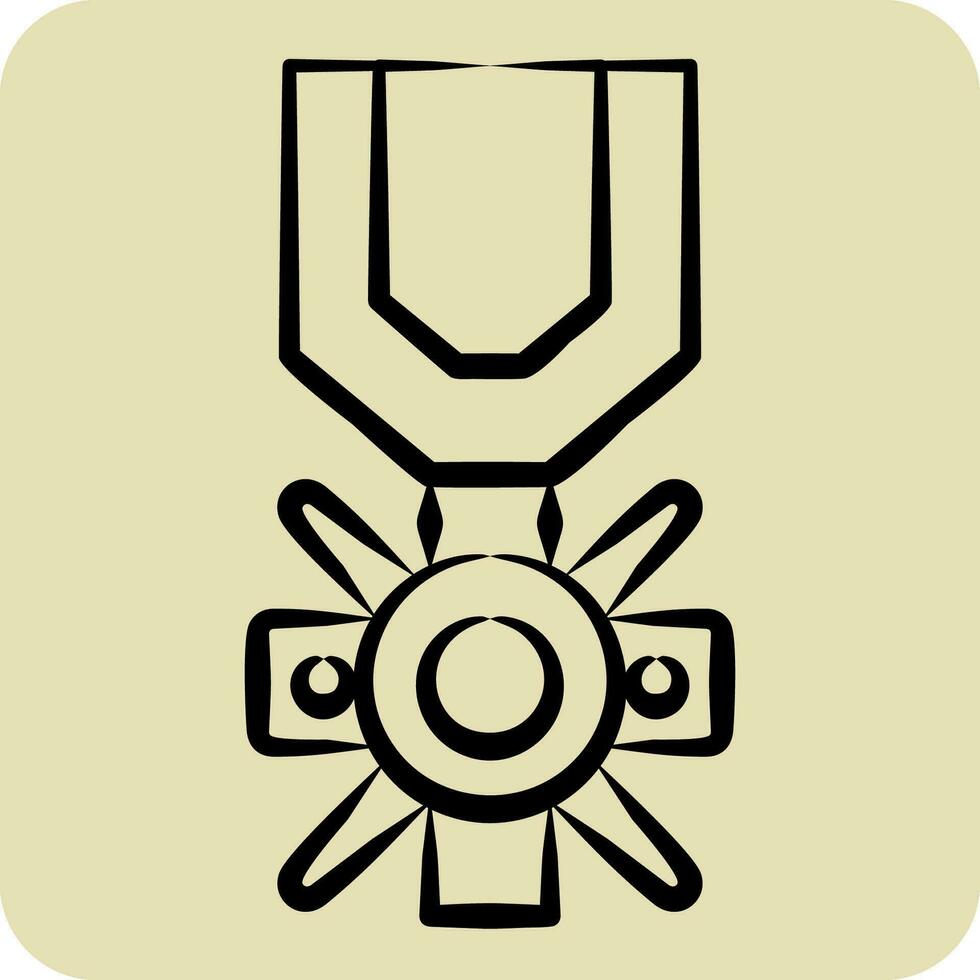 icône valeur médaille. en relation à militaire symbole. main tiré style. Facile conception modifiable. Facile illustration vecteur