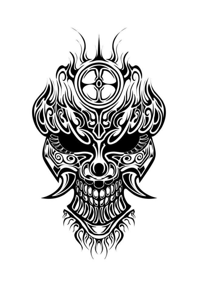 vecteur d'illustration de tatouage tribal masque oni