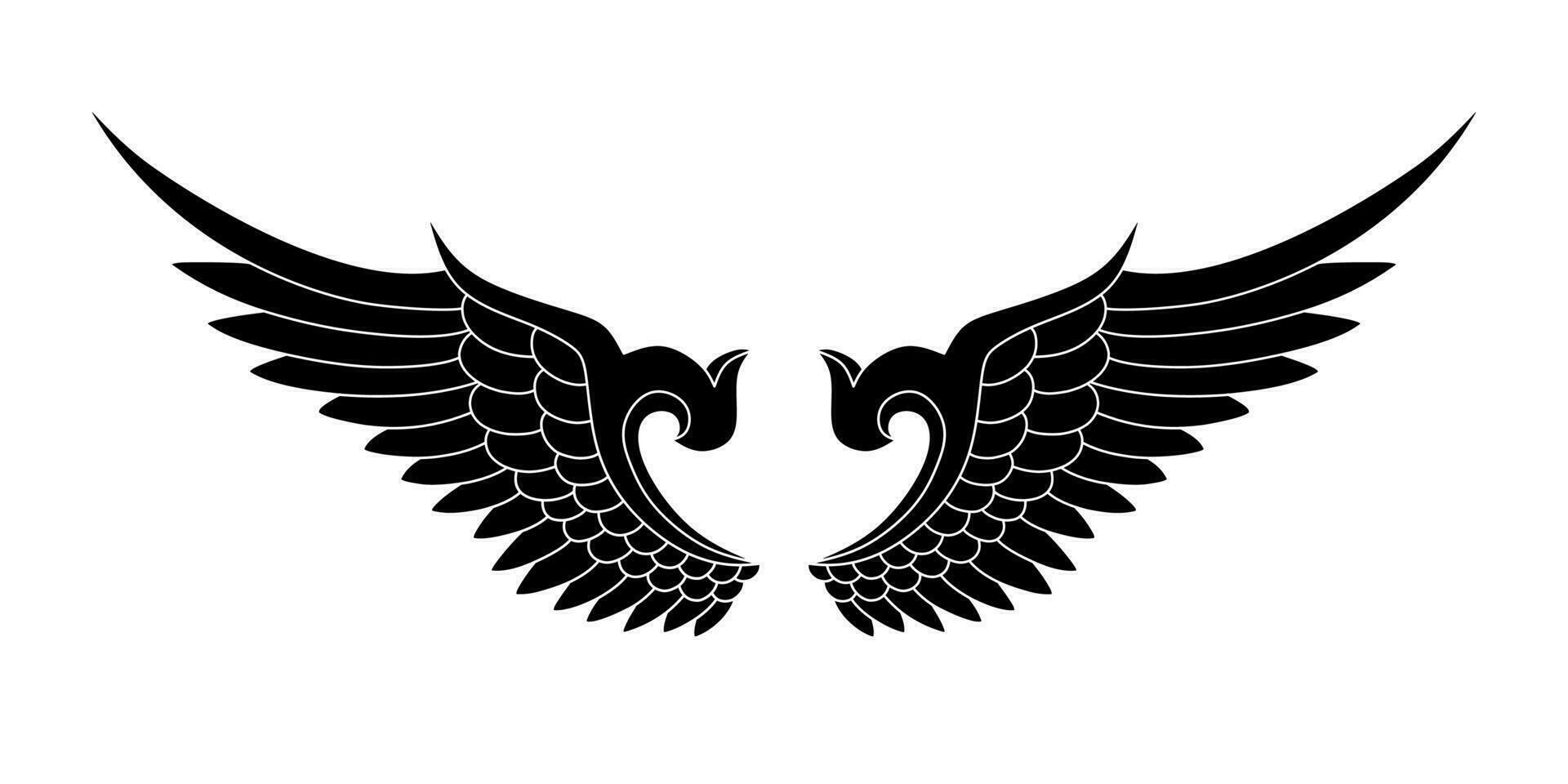 vecteur silhouette ange ailes logo