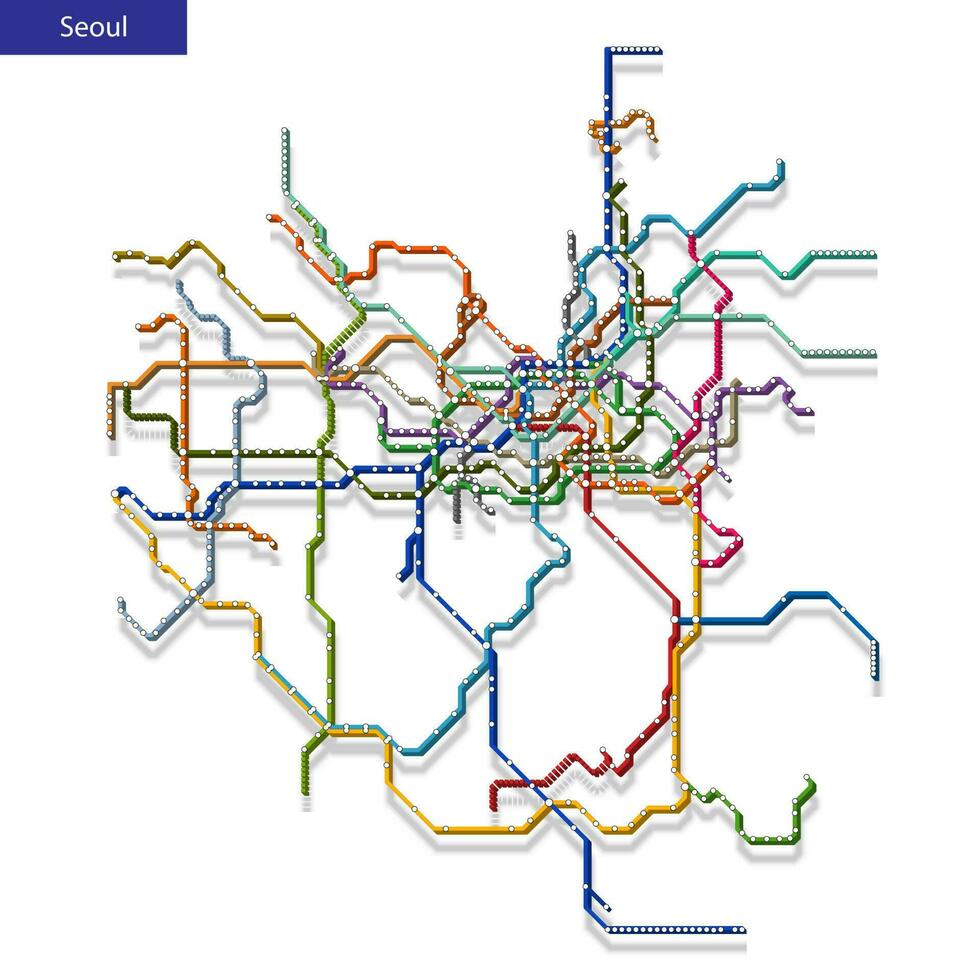 3d isométrique carte de le Séoul métro métro. vecteur