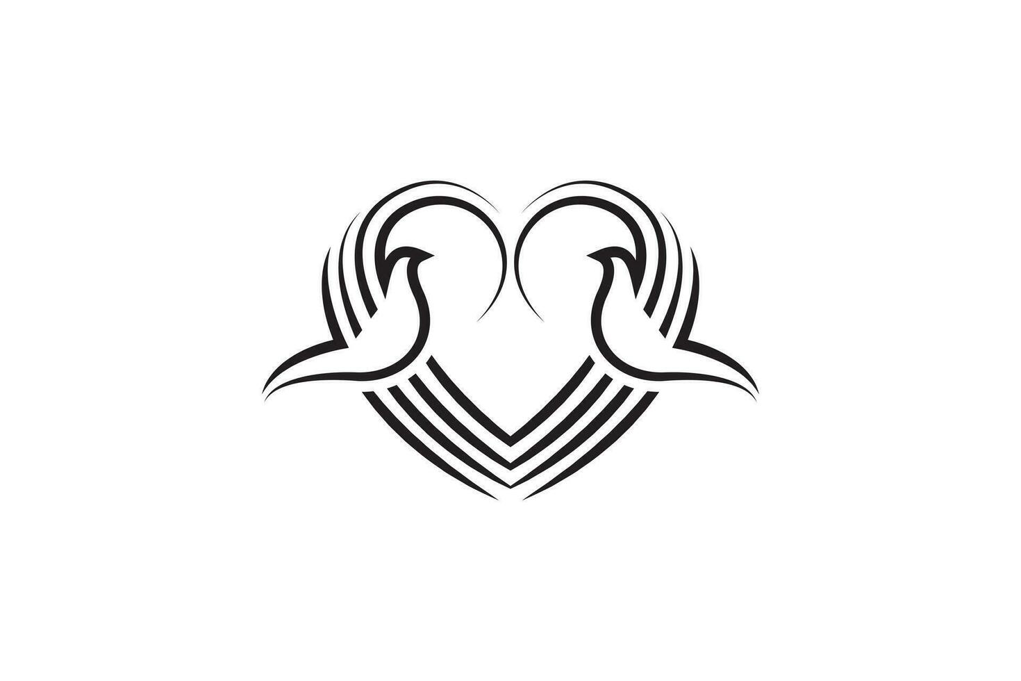 minimal deux Colombe l'amour logo conception vecteur modèle