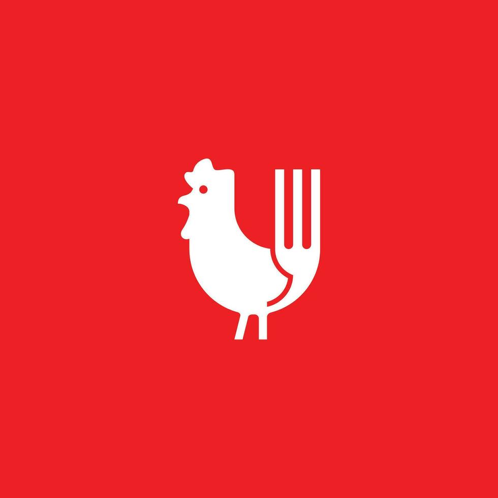 coq logo avec ses queue formant une fourchette vecteur