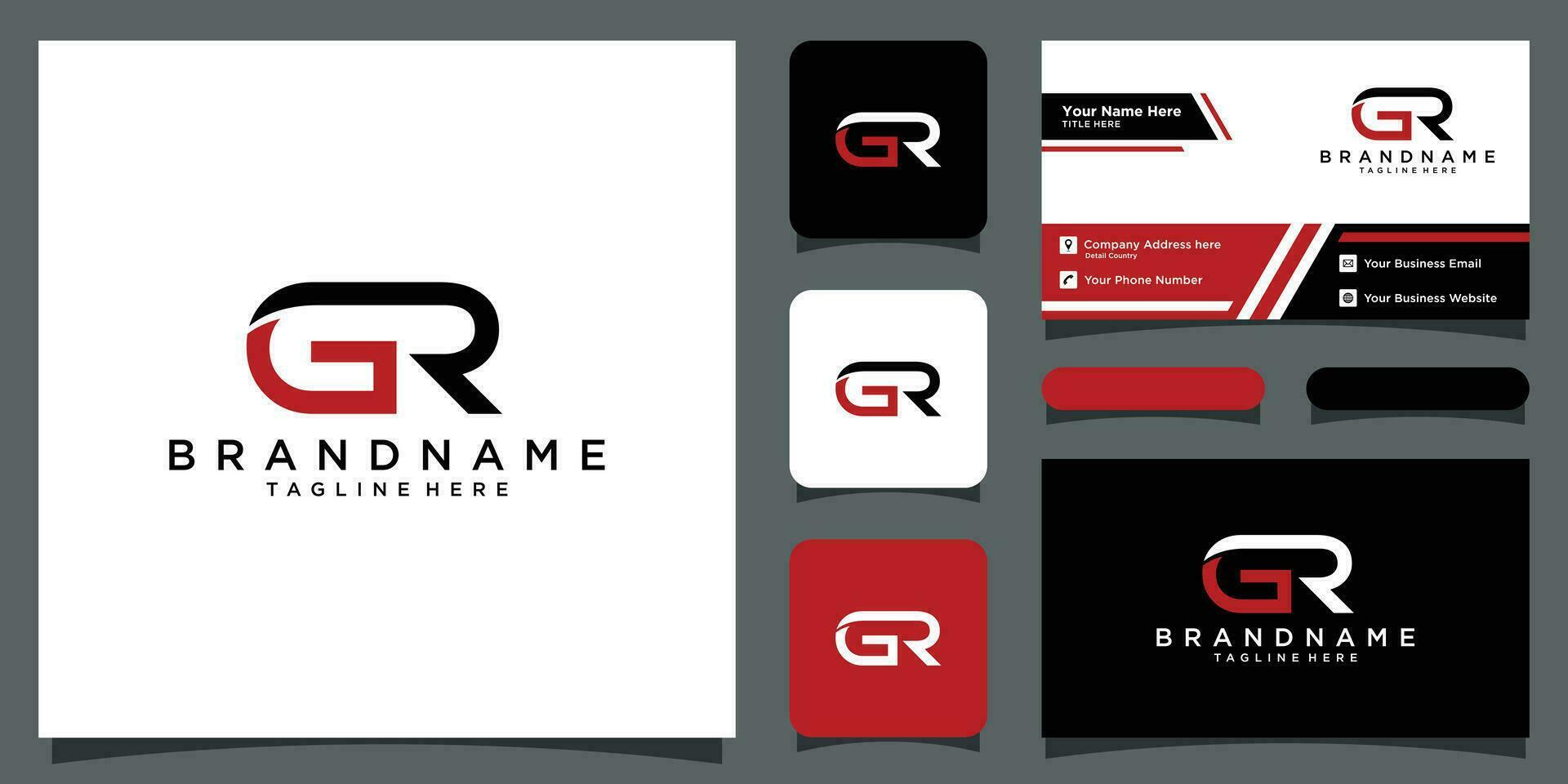initiale lettre gr logo conception vecteur avec affaires carte conception prime vecteur