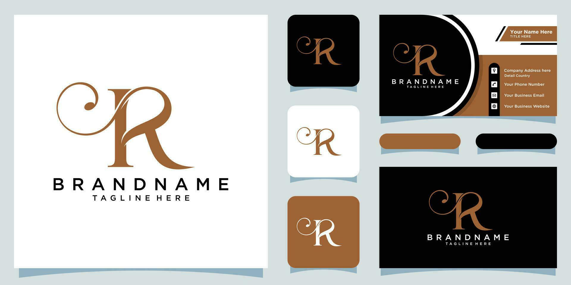 initiale lettre r luxe logo conception vecteur avec affaires carte conception prime vecteur