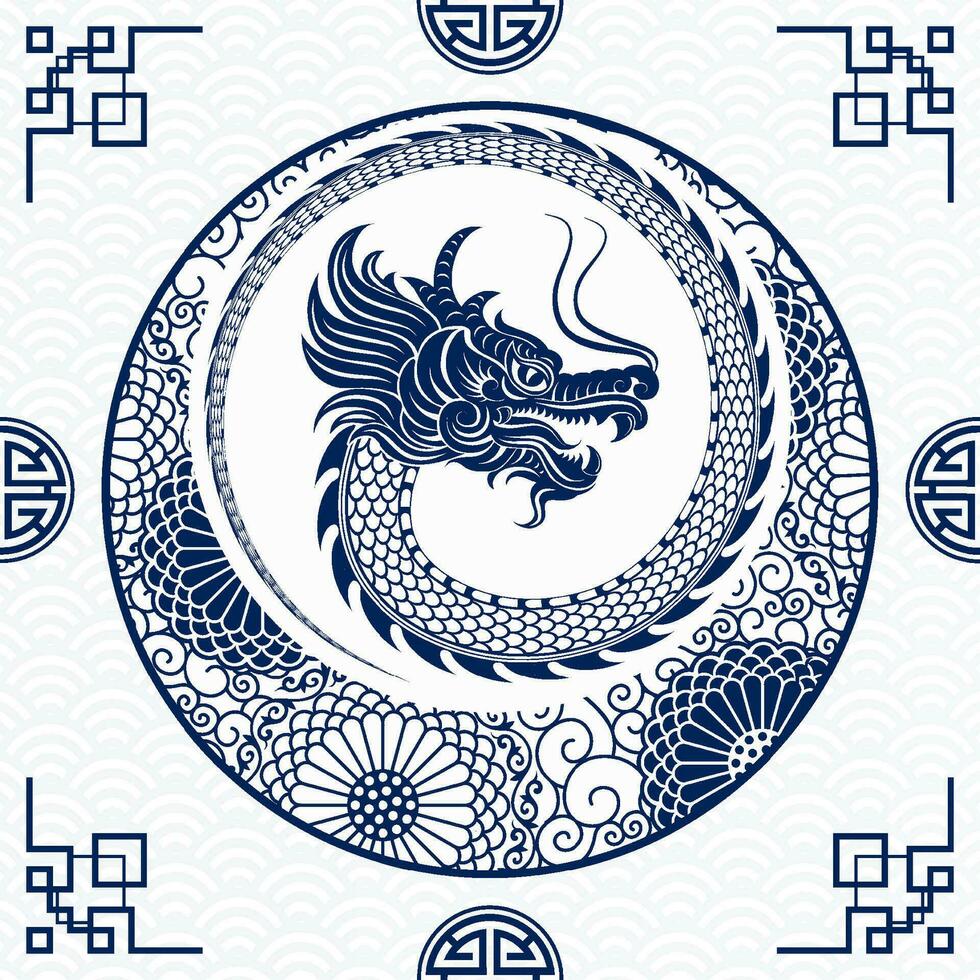 content chinois Nouveau année 2024 zodiaque signe année de le dragon vecteur