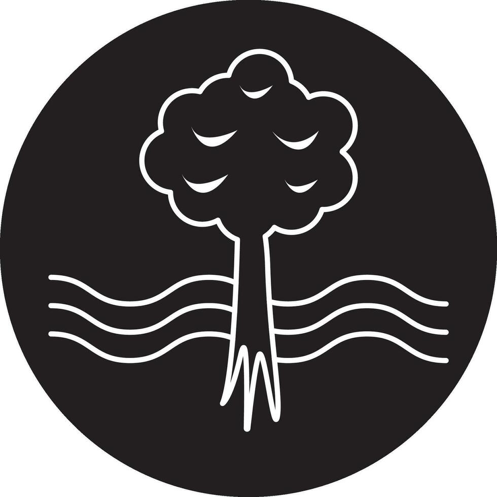 arbre logo modèle sur noir cercle vecteur