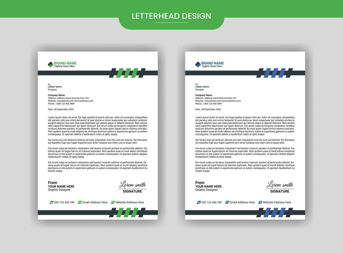 en-tête de lettre conception moderne affaires en-tête de lettre conception avec vert, bleu Couleur modèle pro vecteur