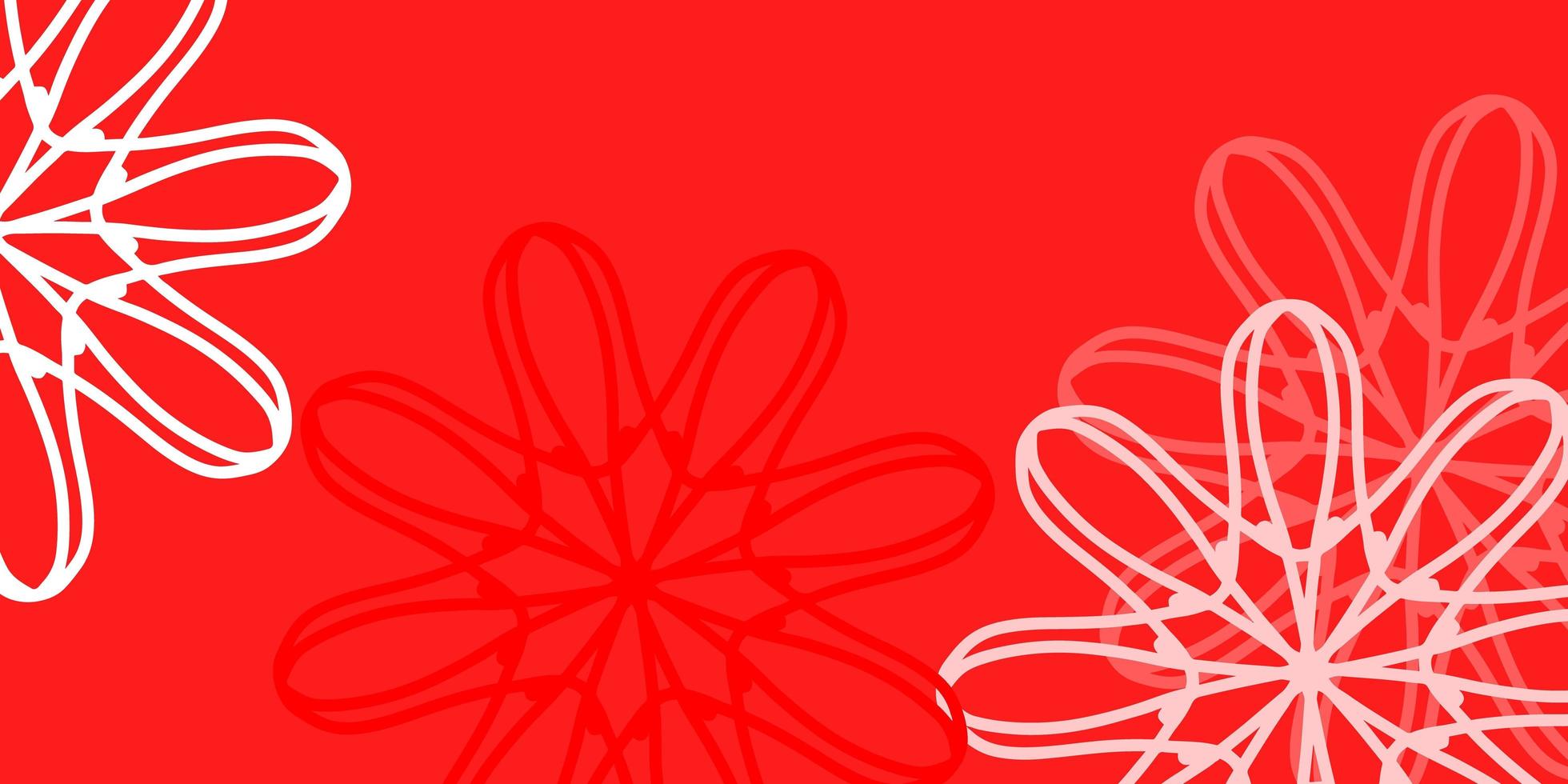 texture de griffonnage de vecteur rouge clair avec des fleurs