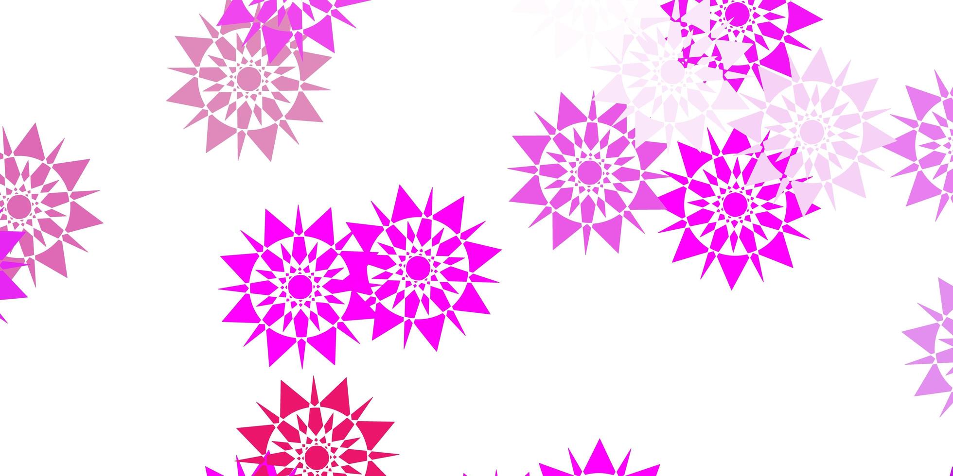vecteur rose clair fond de beaux flocons de neige avec des fleurs