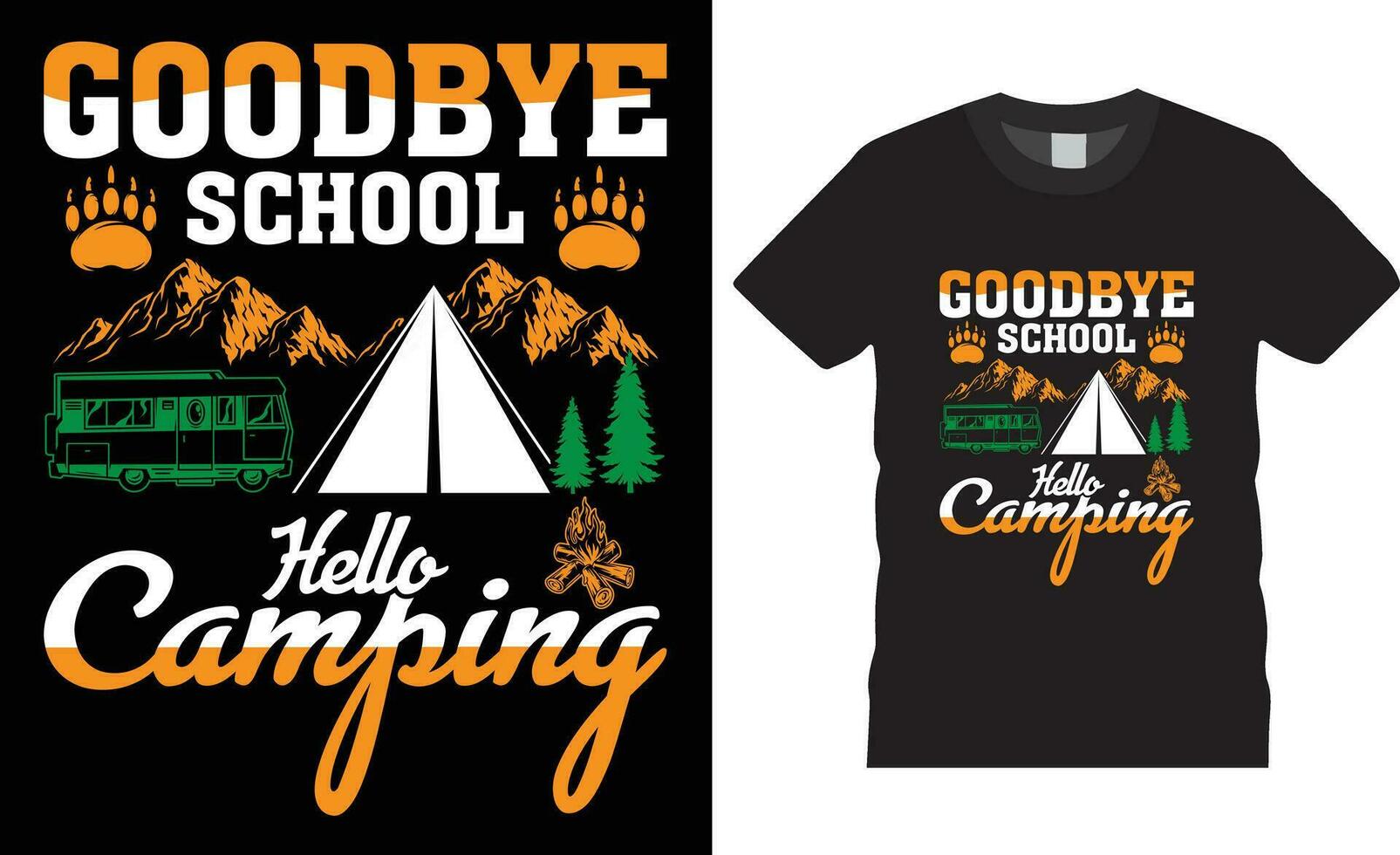 Nouveau camping typographie T-shirt conception aujourd'hui prévoir principalement camping conception vecteur rétro impression modèle.au revoir école Bonjour camping