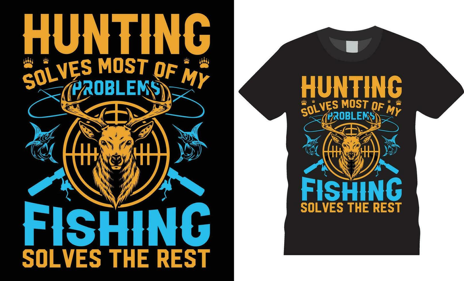 chasse typographique T-shirt conception citations vecteur impressions modèle.chasse résout plus de mon problèmes pêche résout le du repos