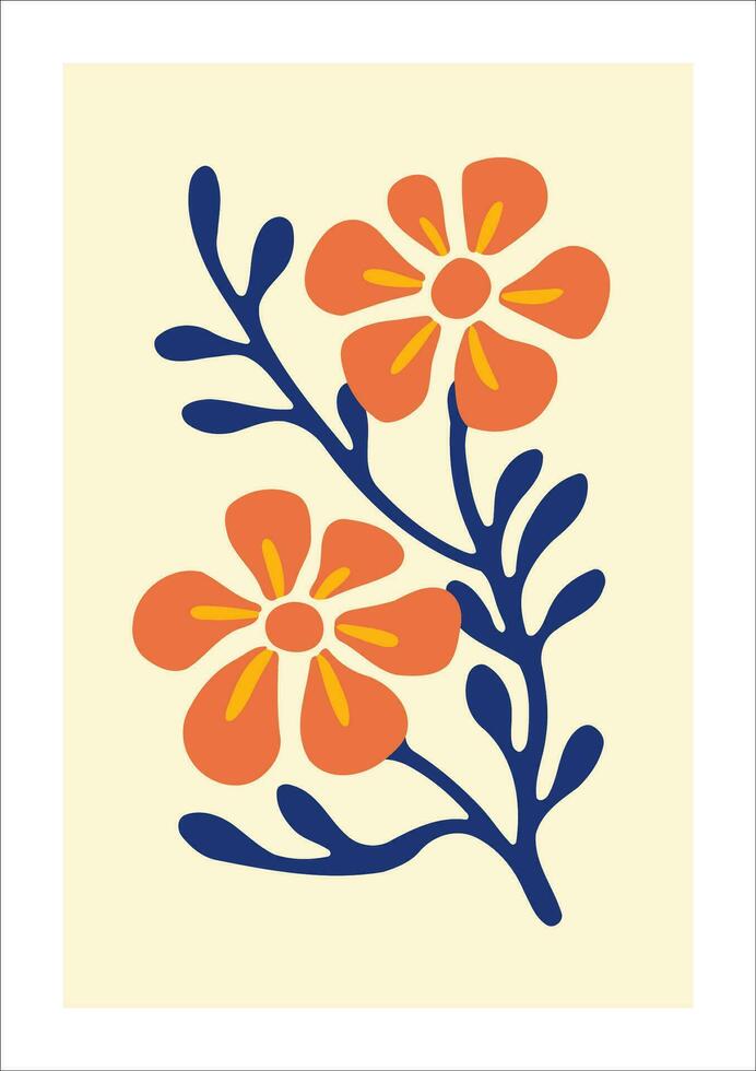 main tiré vecteur abstrait floral illustration avec Orange fleurs sur Jaune Contexte.