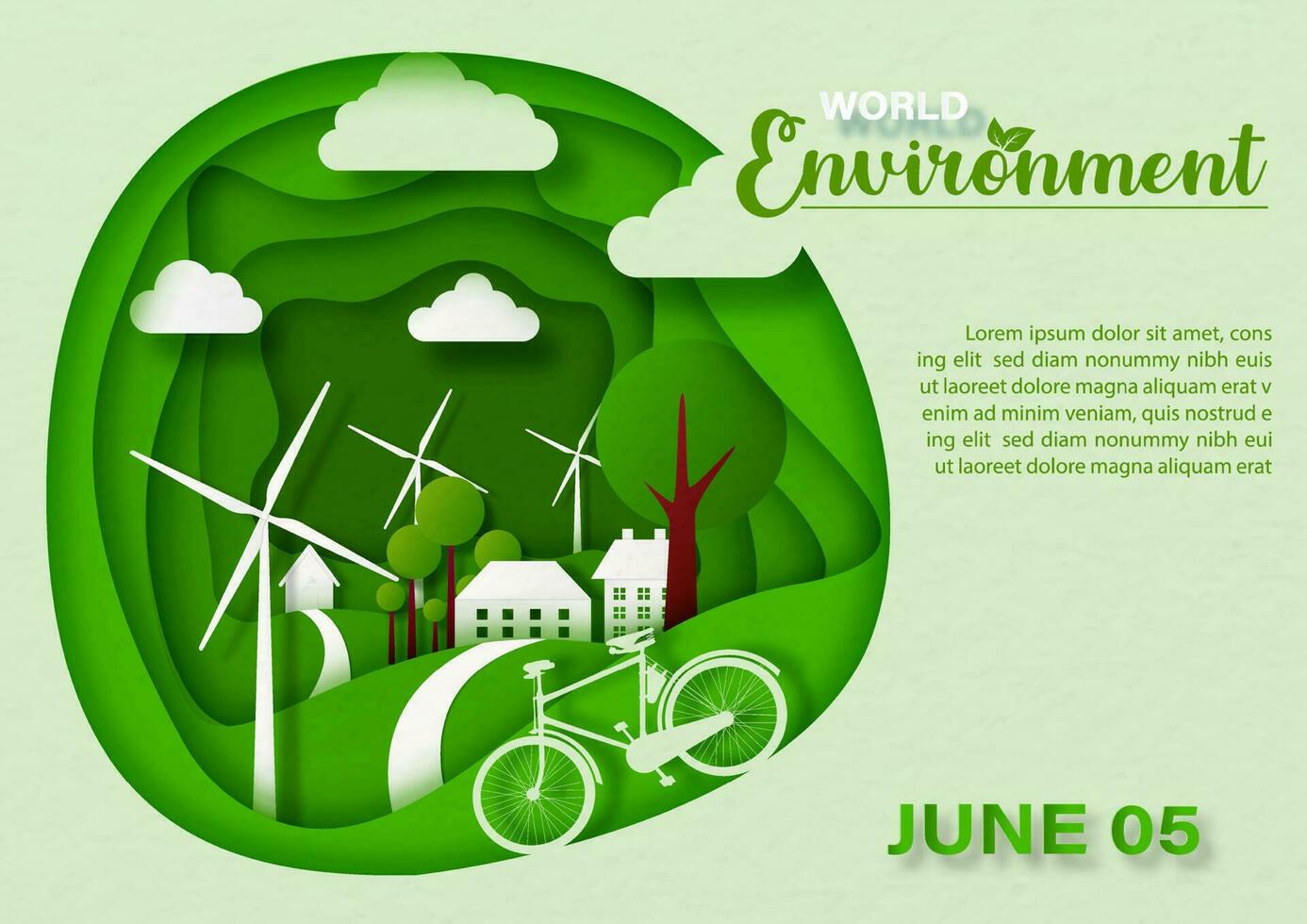affiche concept de monde environnement journée avec slogan et le jour, Nom de un événement dans papier Couper style et vecteur conception.