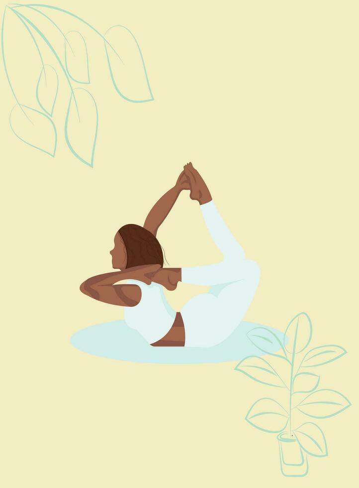 le femme est méditer. une Jeune fille est Faire yoga. plat style illustration pour yoga centre, aptitude, des sports club ou la toile bannière ou affiche. lotus position vecteur illustration