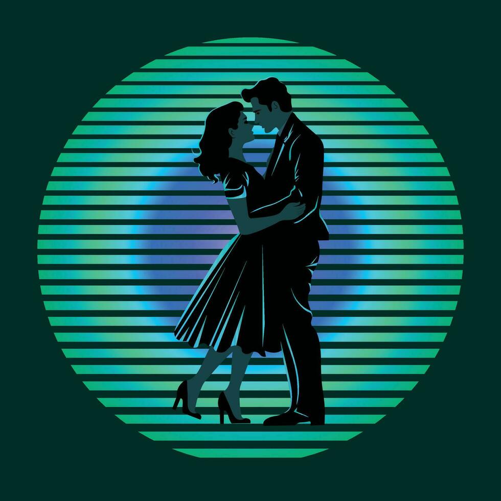 couple dans l'amour dans rétro style vecteur illustration