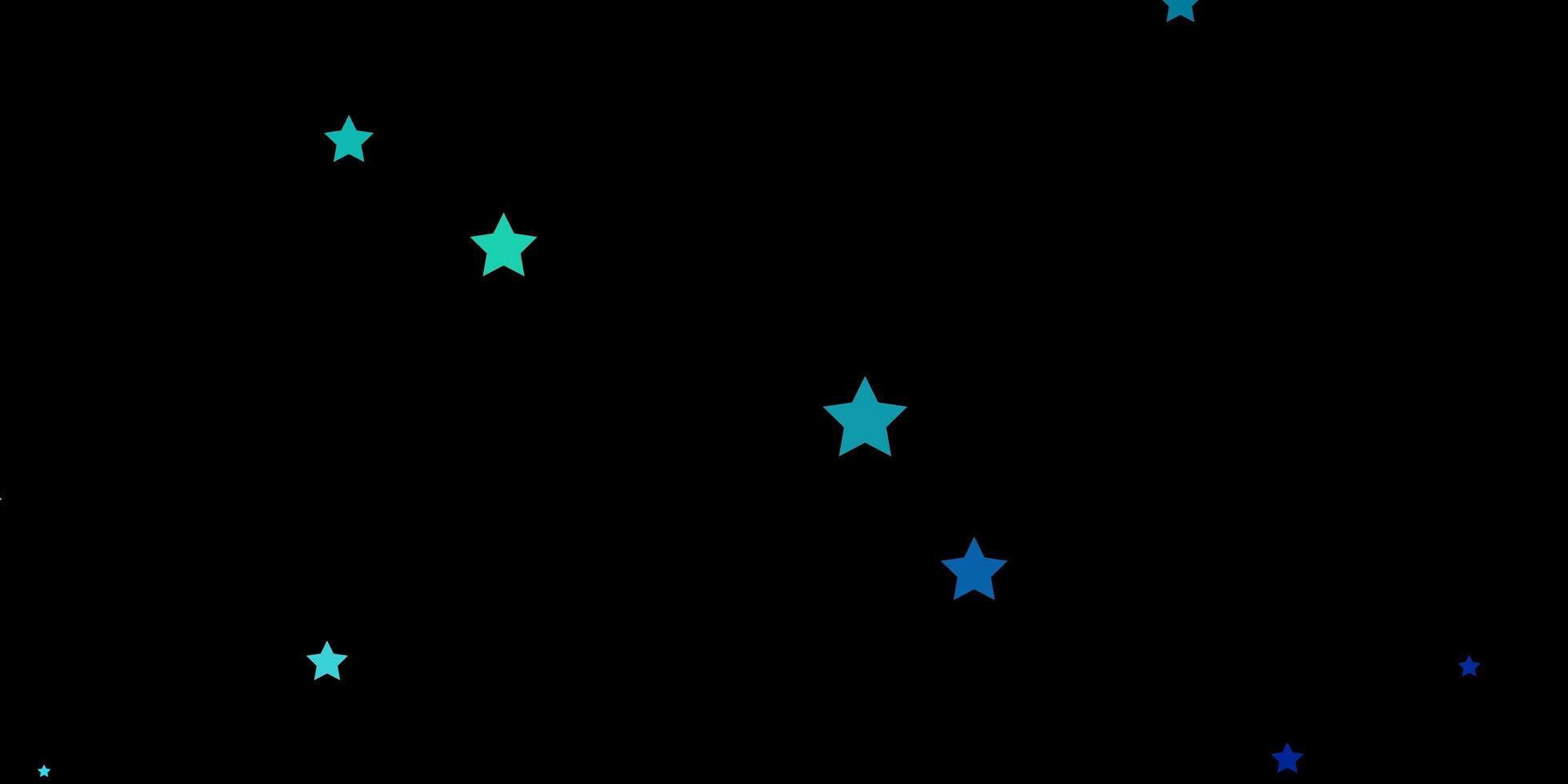 modèle vectoriel vert bleu foncé avec des étoiles au néon brillantes illustration colorée avec motif de petites et grandes étoiles pour les pages de destination des sites Web