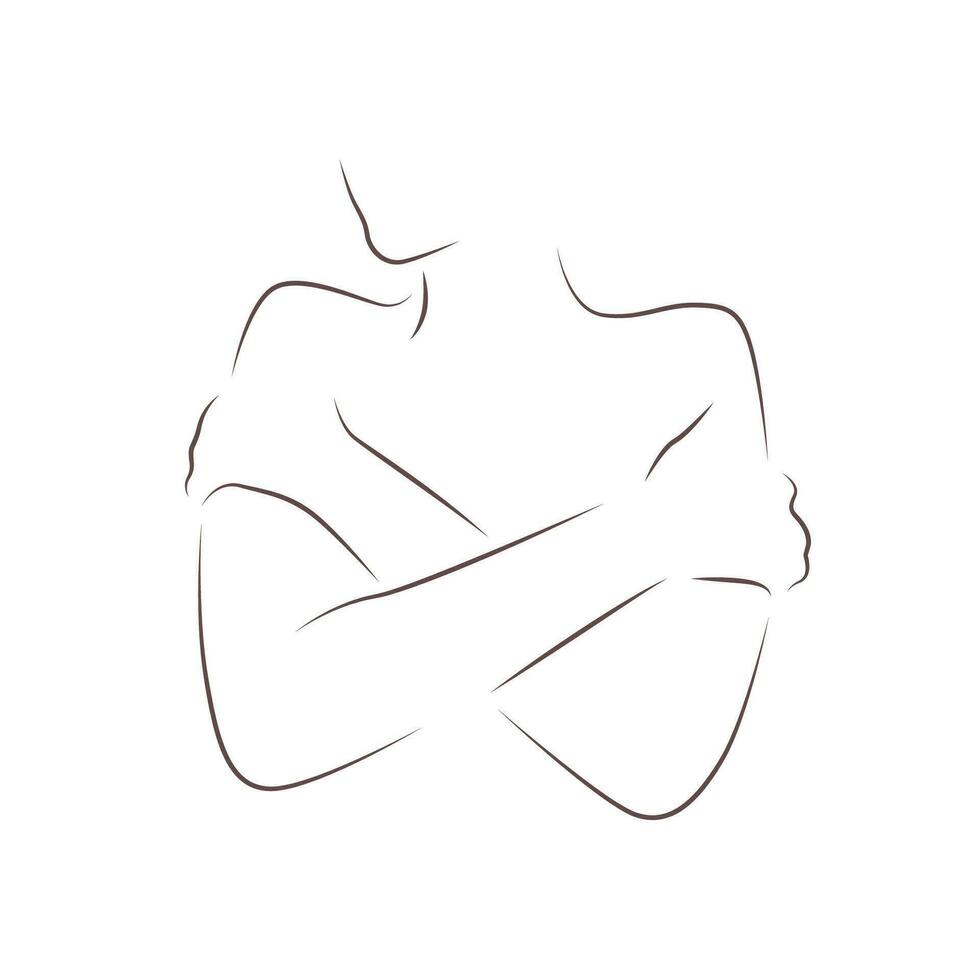 nu femme étreindre se silhouette. femelle figure ligne art. vecteur illustration isolé sur blanc Contexte. parfait pour minimaliste logo, T-shirt conception, esthétique Accueil décoration et donc sur