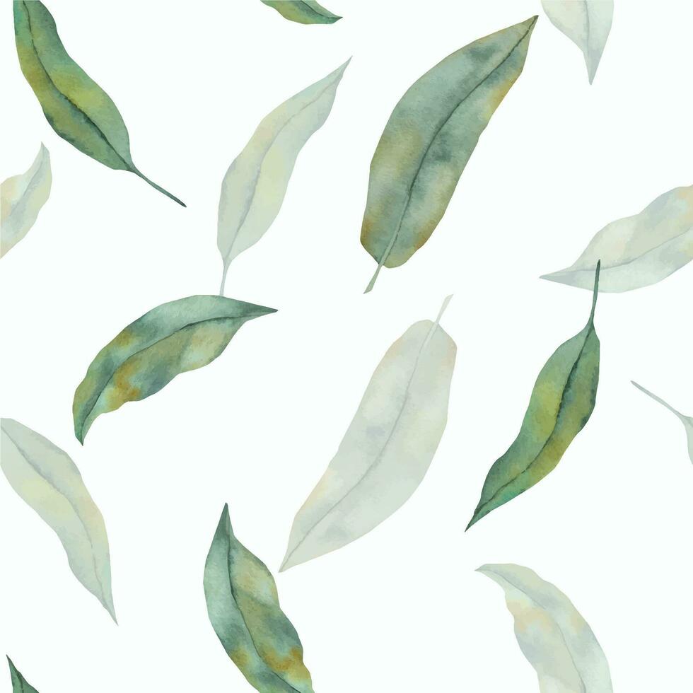 sans couture modèle avec vert feuilles. aquarelle modèle avec feuilles. vert sans couture Contexte. aquarelle brindilles. aquarelle floral illustration sur une blanc background.seamless Contexte avec été vecteur