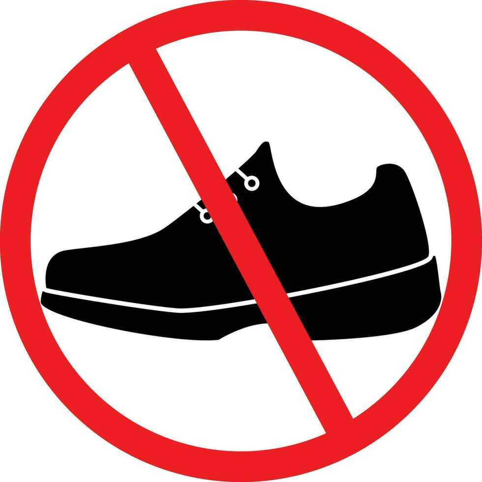 non des chaussures permis icône. interdiction signe vecteur