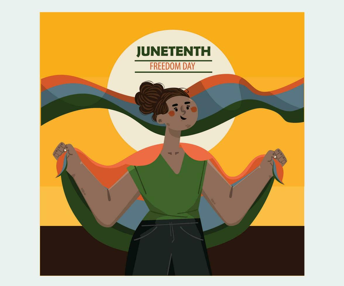 main tiré juneteenth fête illustration vecteur