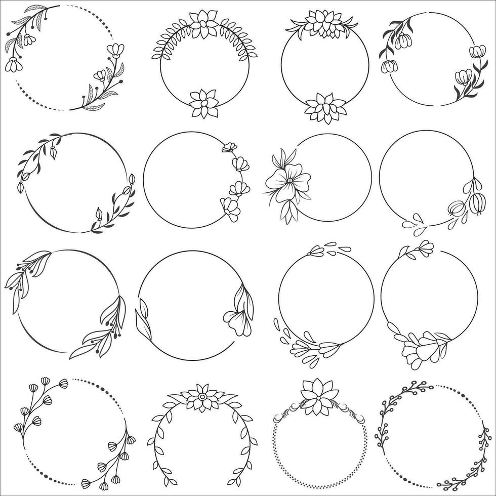 floral couronnes de fleurs, gros ensemble de floral rond cadres vecteur illustration. parfait pour faire-part, salutation cartes, devis, les blogs, mariage cadres, affiches et plus