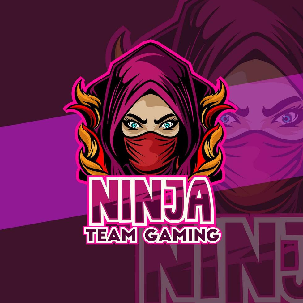 ninja dans masque esport logo mascotte conception emblème mascotte pour sport équipe. concept style pour badge, emblème et T-shirt impression. en colère ninja illustration pour sport et esport équipe. vecteur