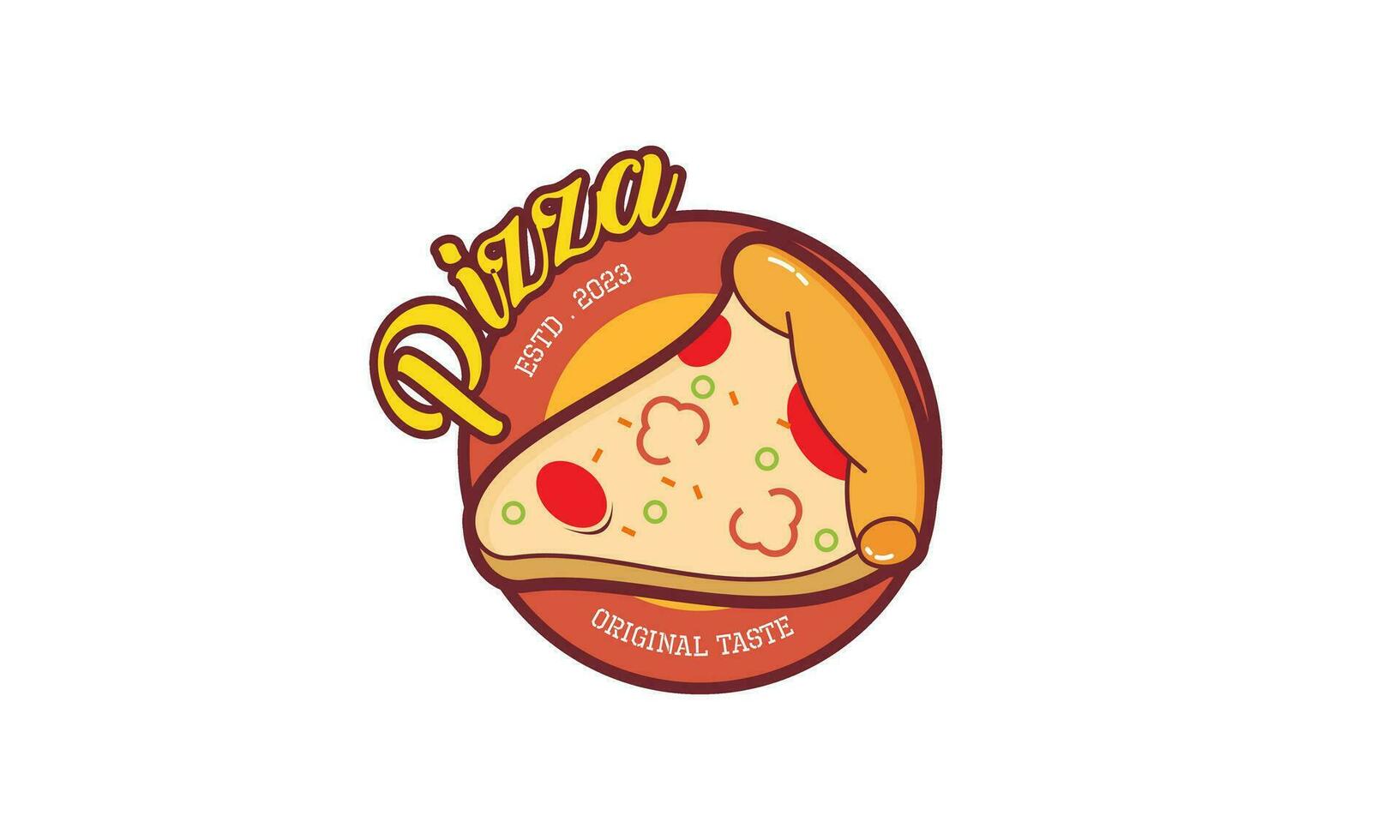 Pizza café logo emblème pour vite nourriture restaurant vecteur