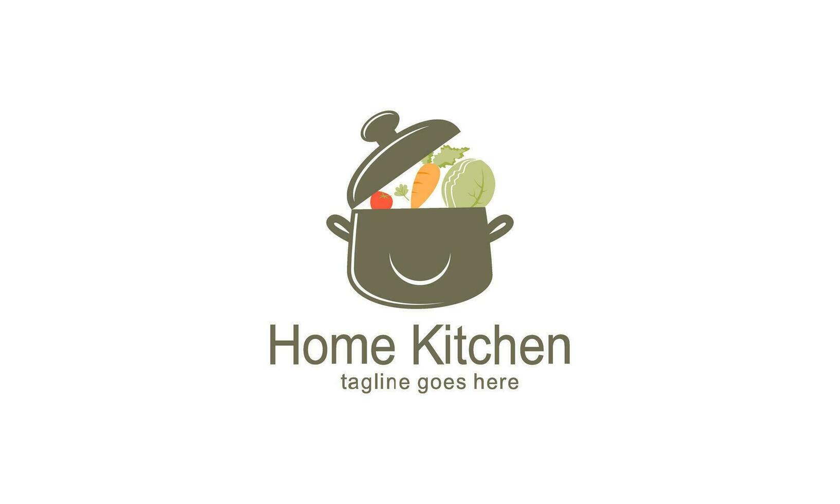 Accueil cuisine logo avec pot plein de en bonne santé des légumes et vitamines logo vecteur