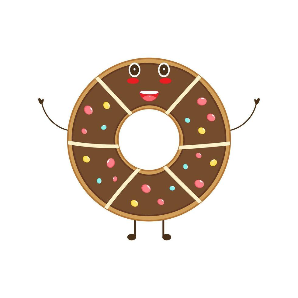 content personnage Donut avec mains et jambes mascotte vecteur. dessin animé personnage illustration vecteur