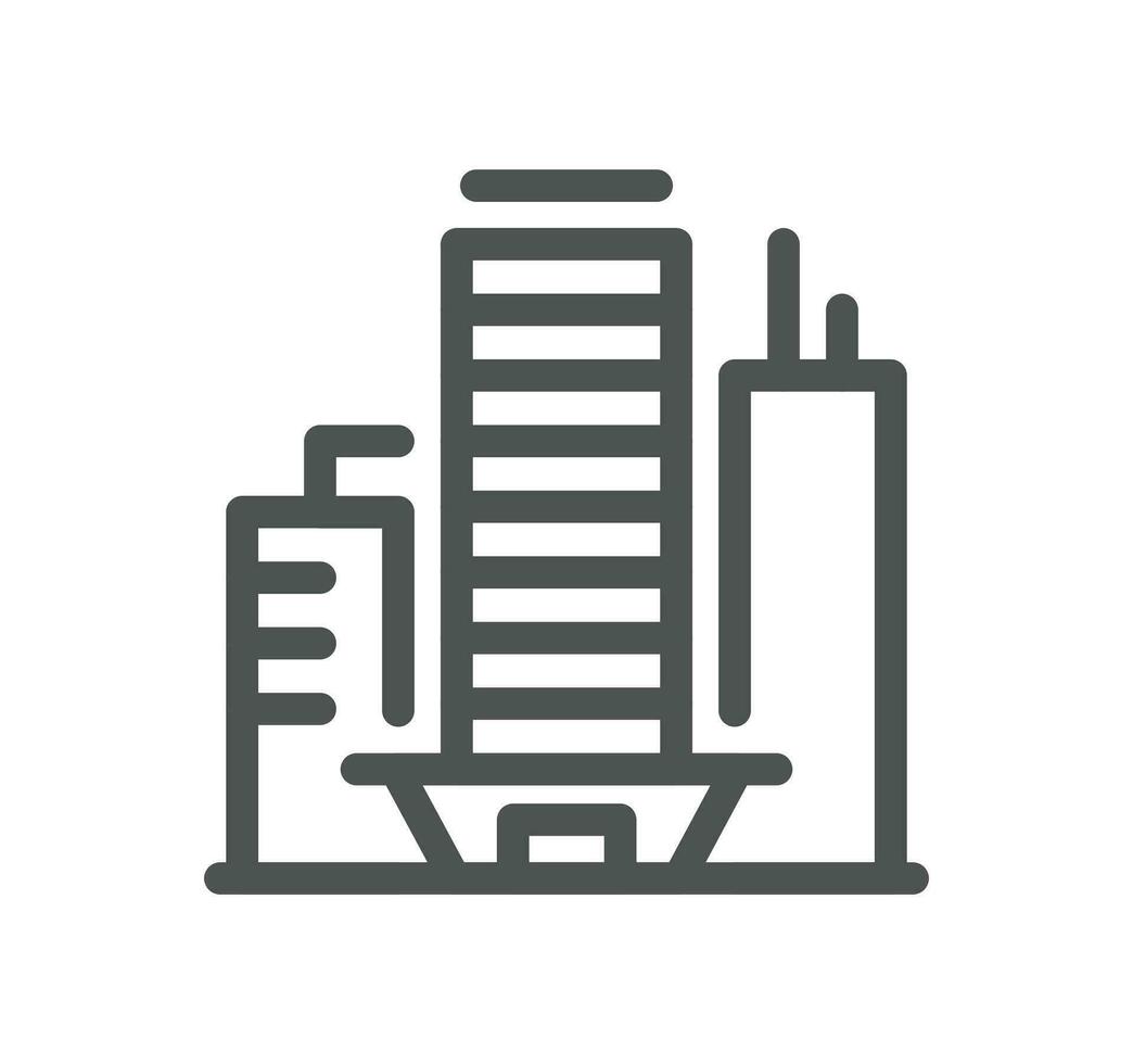 bâtiments en relation icône contour et linéaire vecteur. vecteur