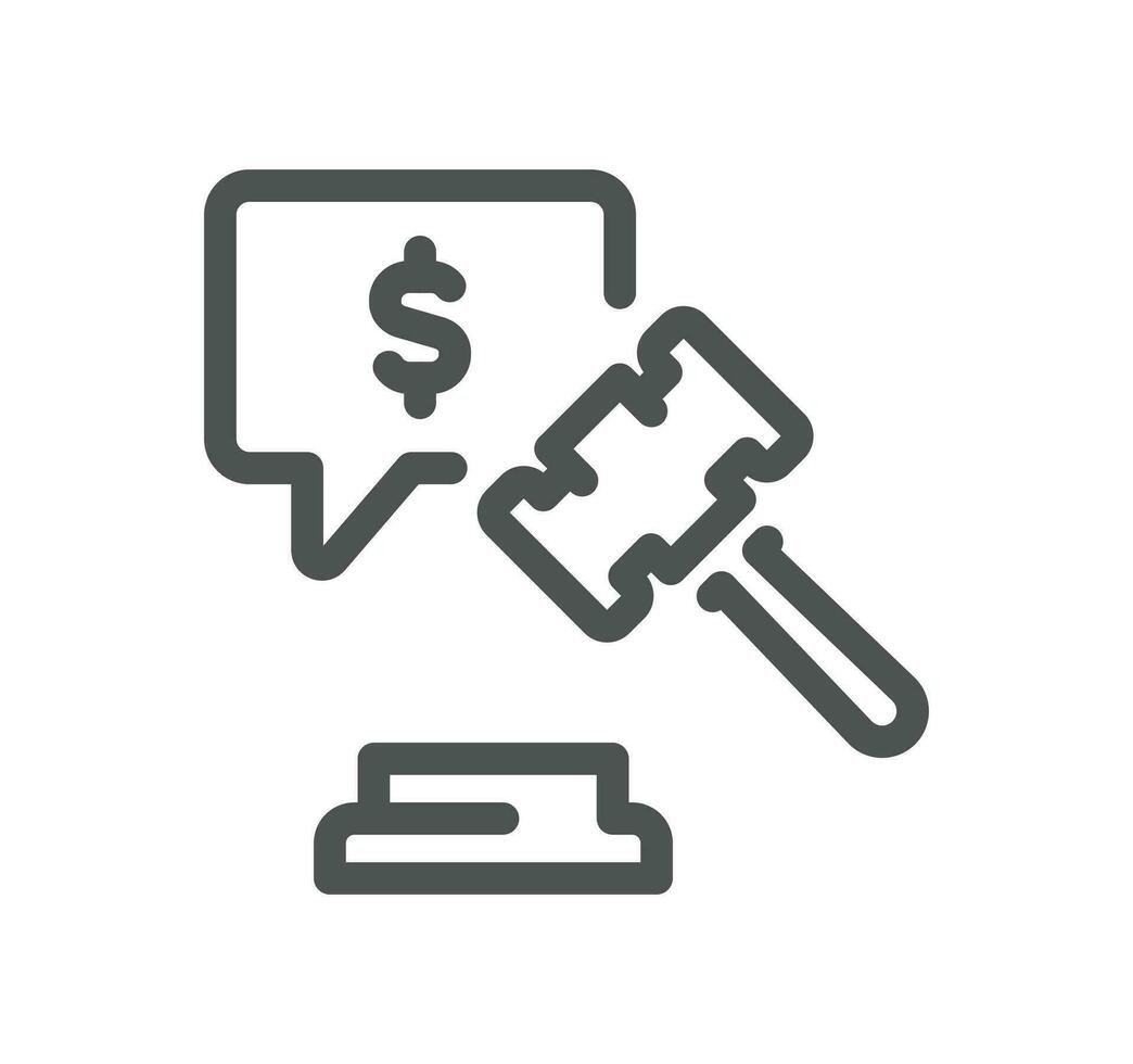 enchères en relation icône contour et linéaire vecteur. vecteur