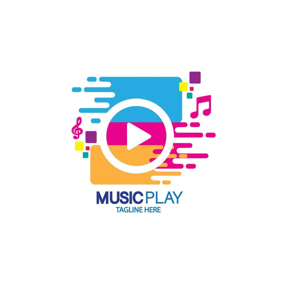 conception logo la musique jouer Couleur plein vecteur illustration