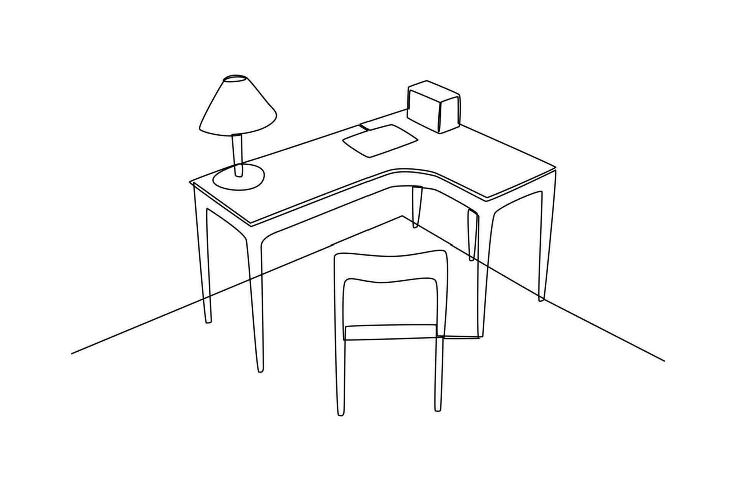 Célibataire un ligne dessin Bureau poste de travail meubles intérieur concept. continu ligne dessiner conception graphique vecteur illustration.