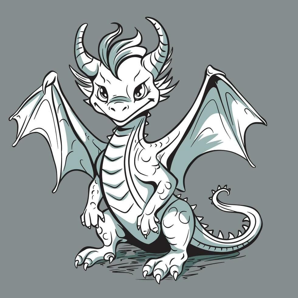 dragon personnage dessin animé. de bonne humeur fantaisie reptile. symbole de le Nouveau année 2024. vecteur