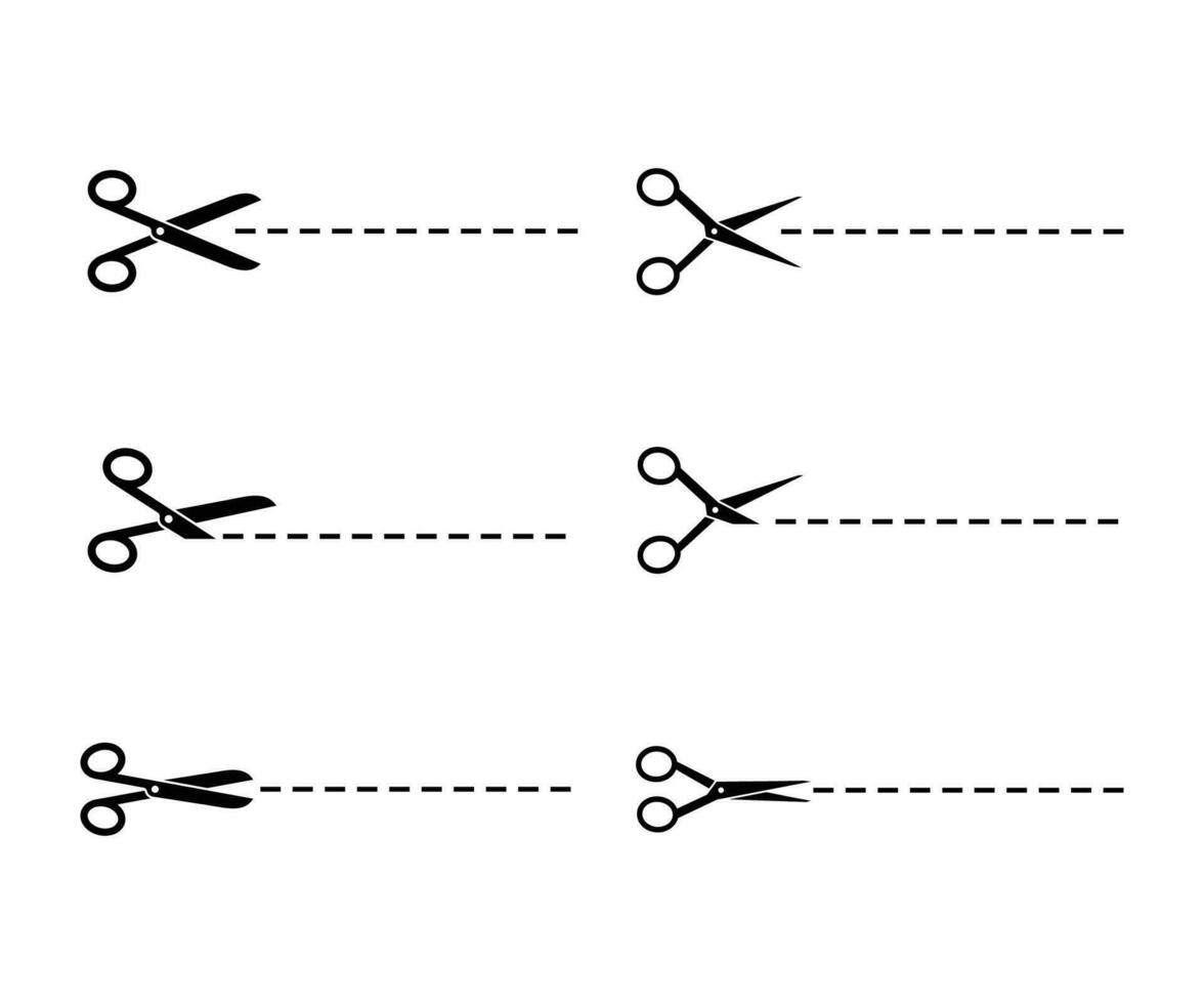 ensemble de vecteur les ciseaux avec Couper lignes sur blanc Contexte