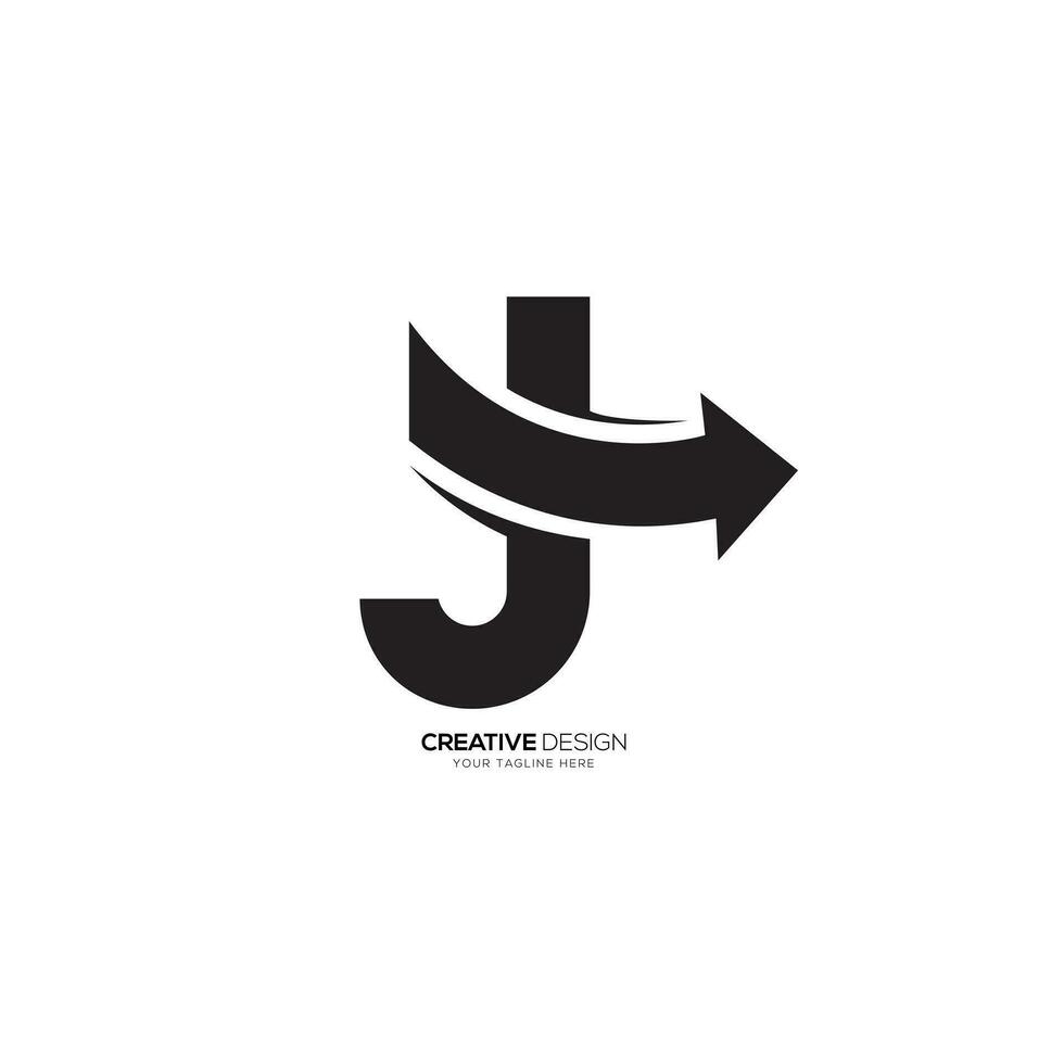 lettre j affaires croissance avec La Flèche formes alphabet monogramme logo. j logo vecteur