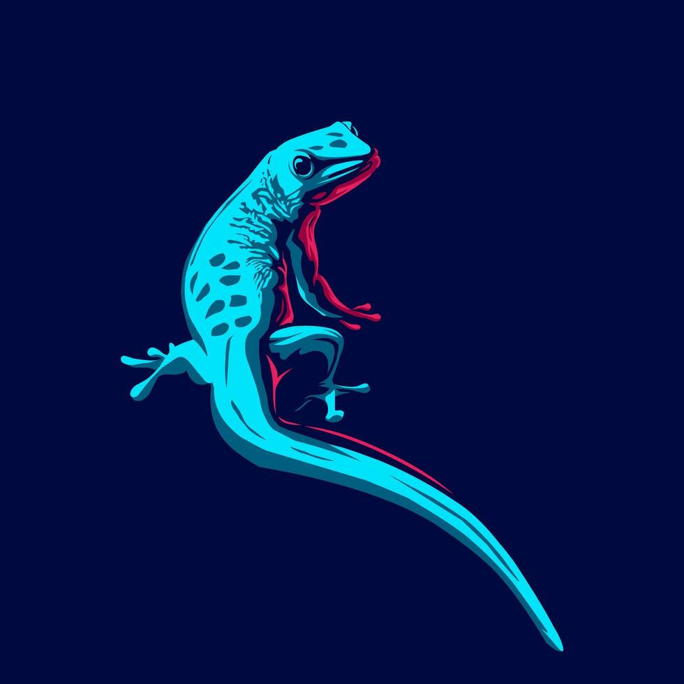 lézard reptile ligne pop art potrait logo design coloré avec un fond sombre. illustration vectorielle abstraite. fond noir isolé pour t-shirt, affiche, vêtements. vecteur