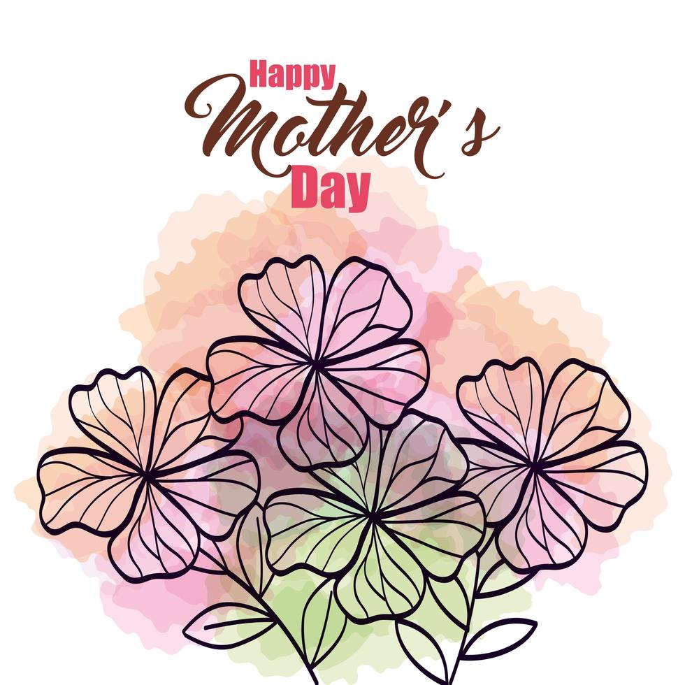 bonne fête des mères avec décoration de fleurs vecteur
