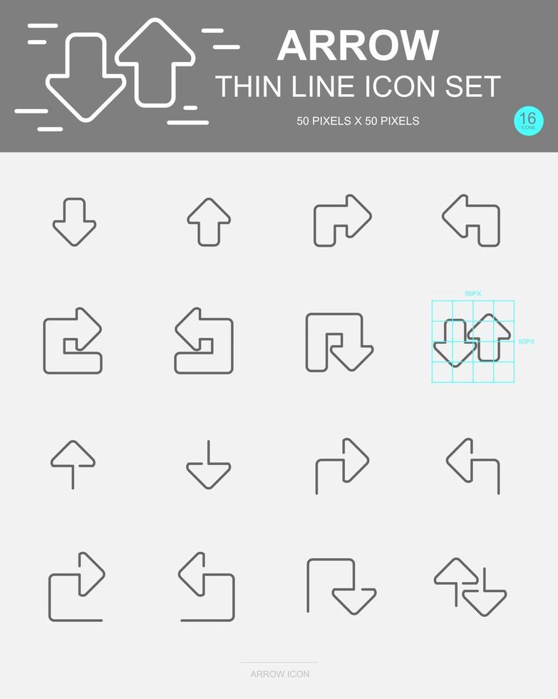 ensemble d'icônes de ligne vectorielle de flèche vecteur