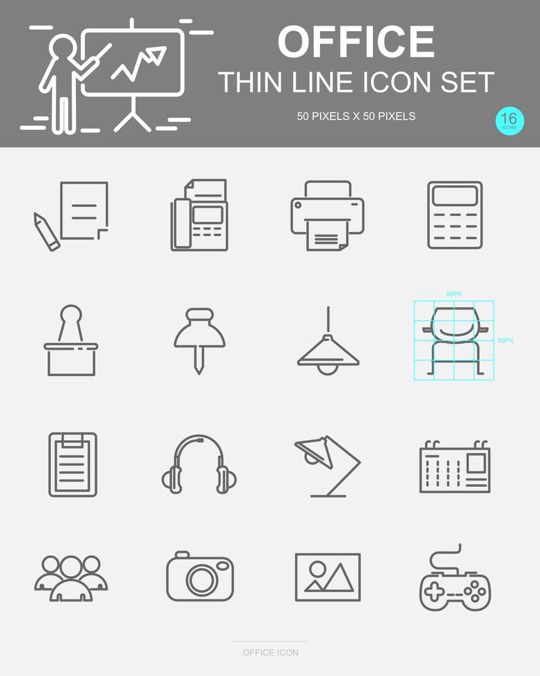 ensemble d'icônes de ligne vectorielle de bureau vecteur