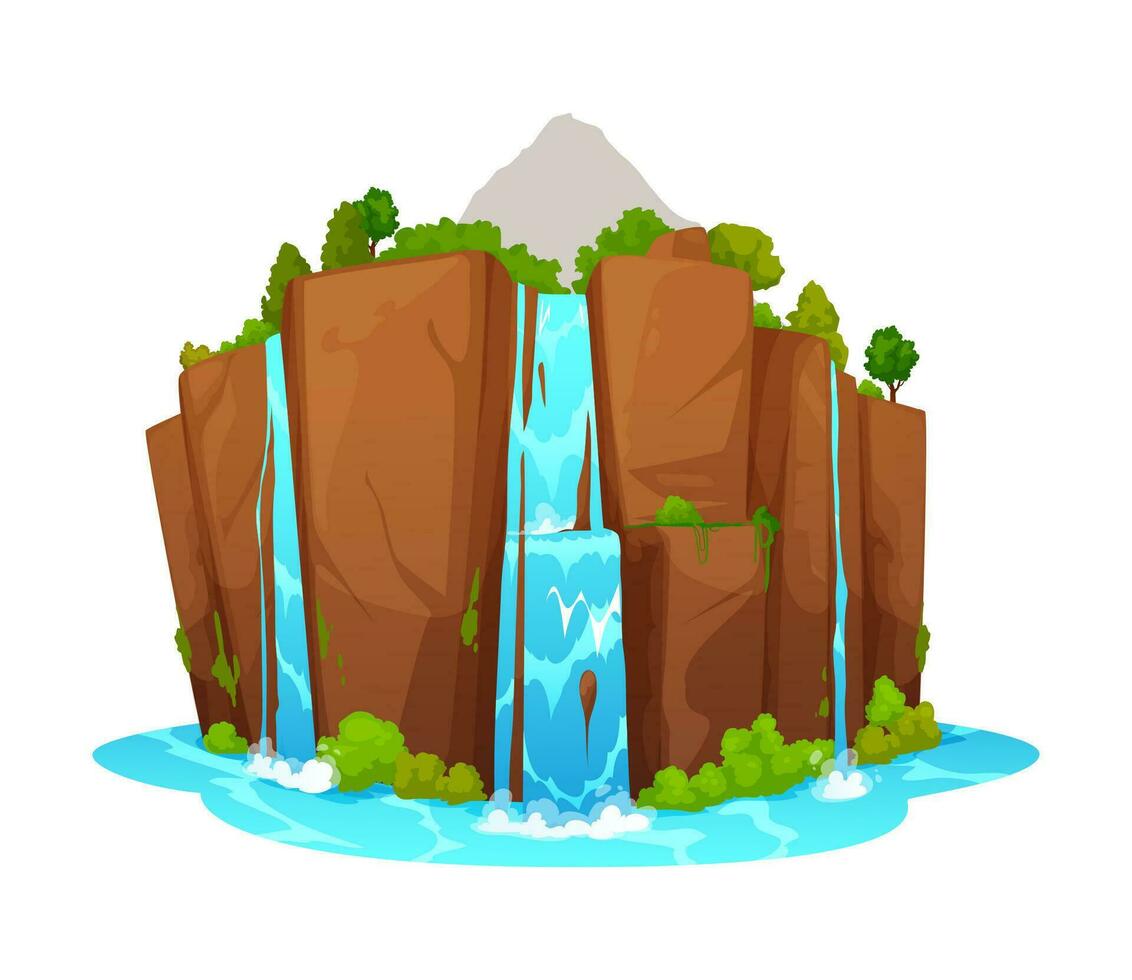 dessin animé cascade ou l'eau Cascade chute ruisseaux vecteur