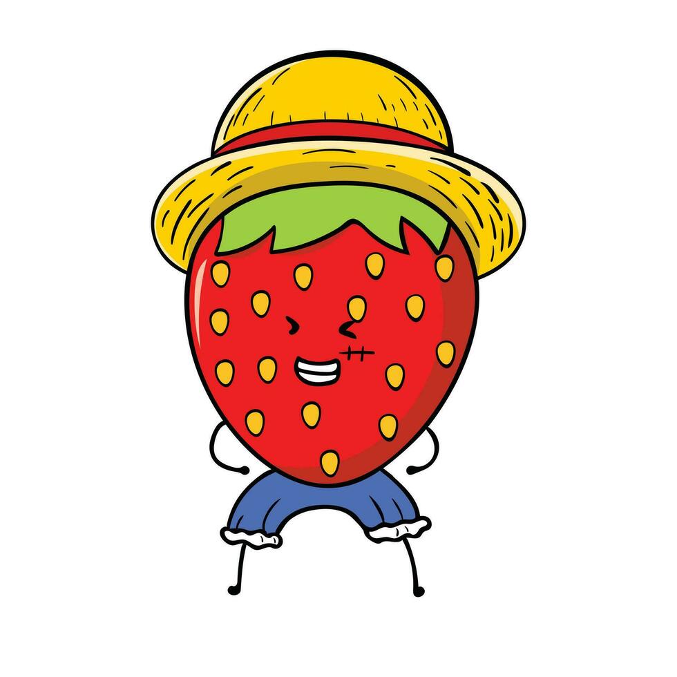 vecteur illustration mignonne fraise cosplay luffy mascotte personnage vecteur illustration Couleur les enfants dessin animé clipart