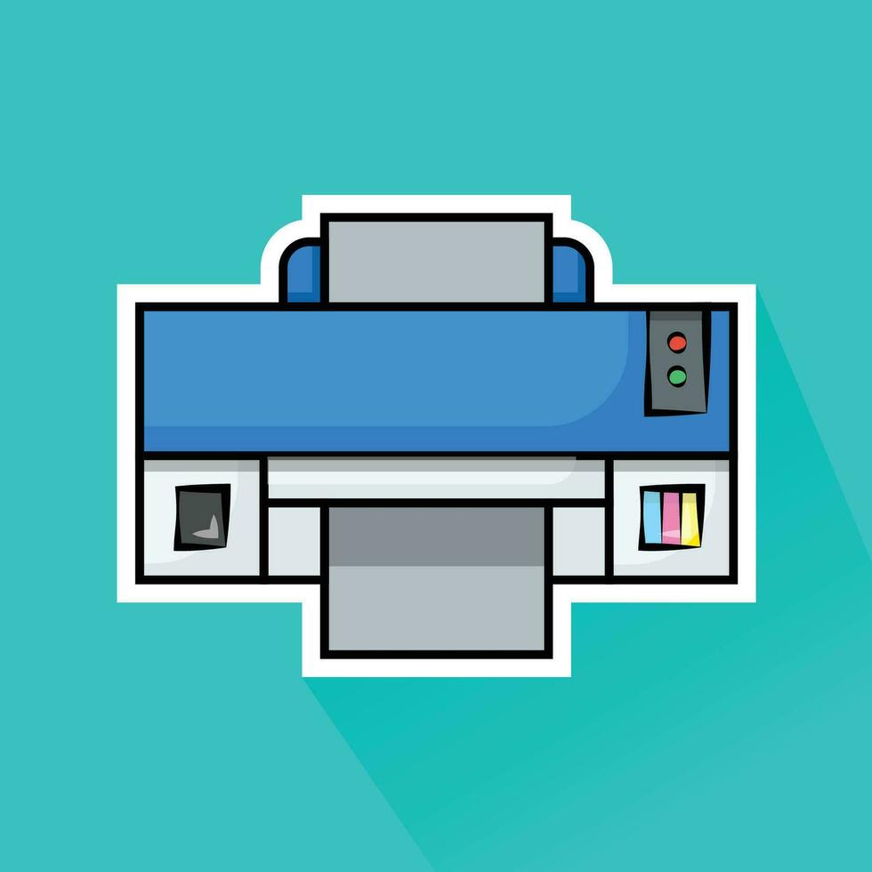 illustration vecteur de bleu imprimante dans plat conception