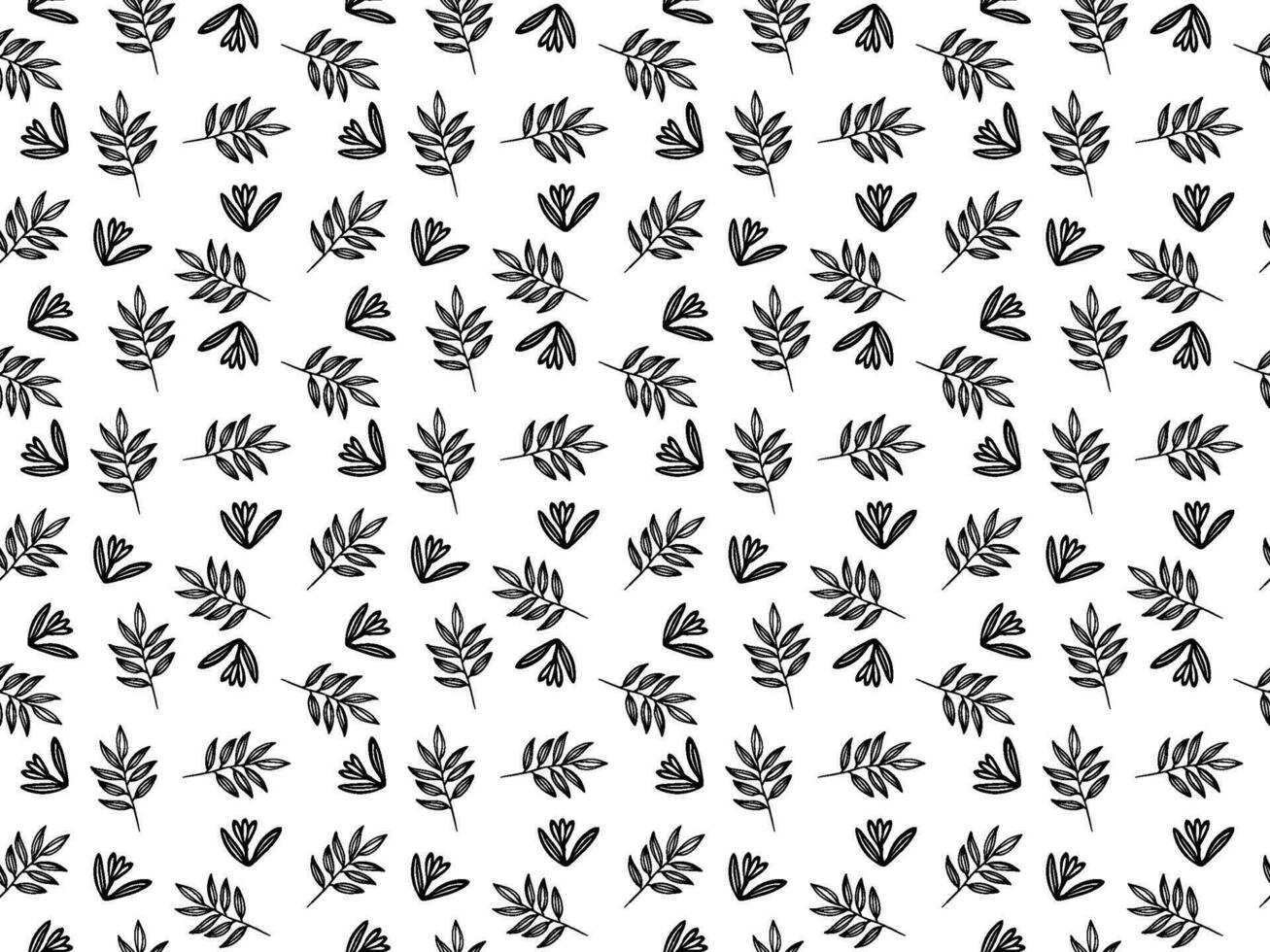 sans couture vecteur floral modèle dans griffonnage style. noir et blanc interminable botanique Contexte pour fond d'écran, emballage papier, textile, produit conception, tissu. décoratif plante ornement.